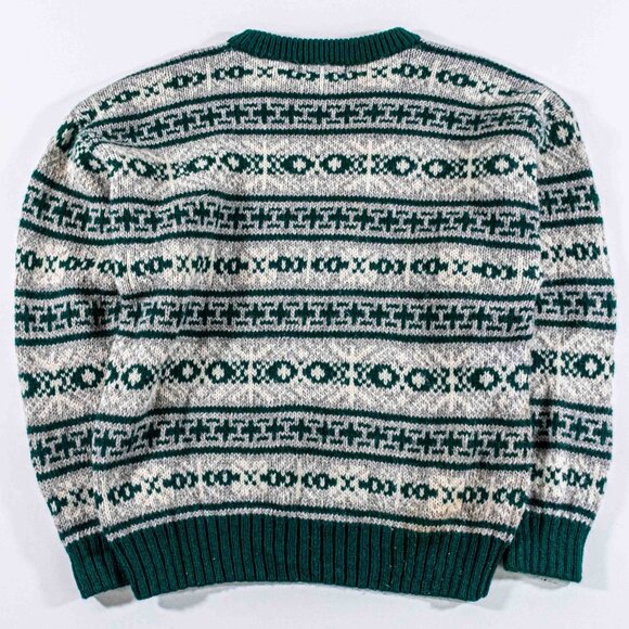 Eddie Bauer Wool Nordic Sweater Men Large L Vintage 90s Fair Isle Knit Gorpcore - Picture 2 of 10
